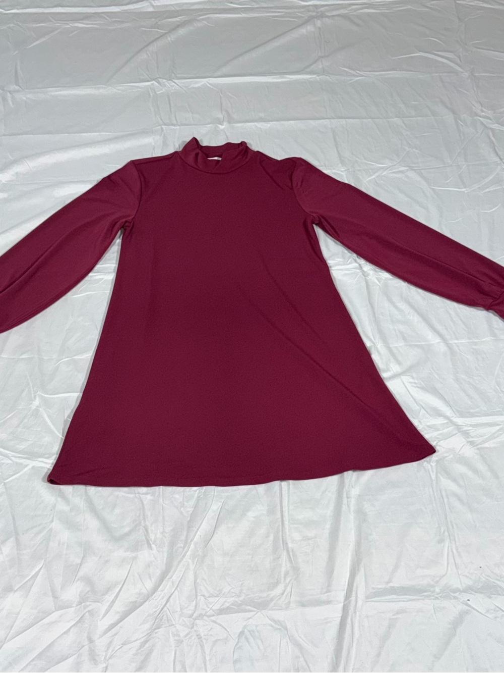 BCBGeneration Berry Red Mock Neck Long Sleeve Swing Mini Dress NWT Size Small S